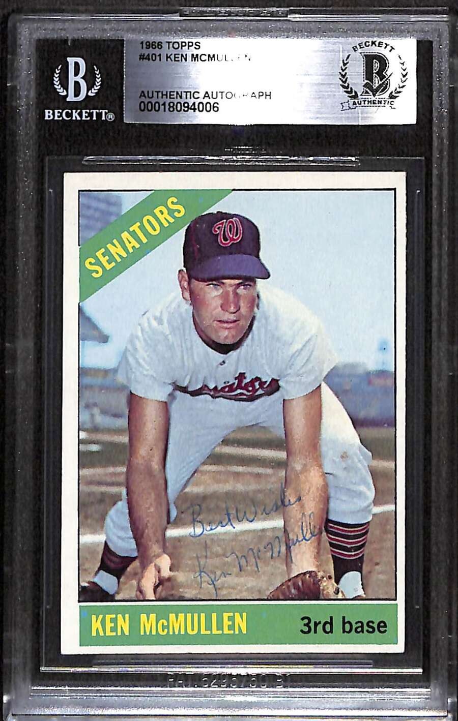 1966 Topps 401 Ken McMullen  BGS Auto Autographed BAS Authentic C99699