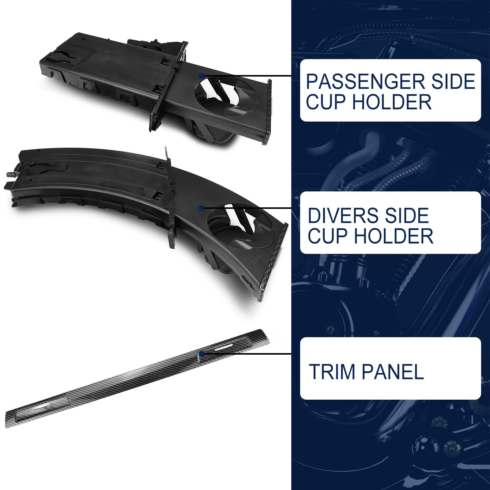 FEXON Cup Holder Divers & Passenger Side Retractable (3Pcs) Set Compatible wi...