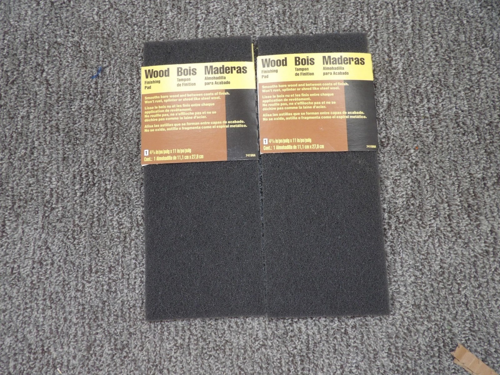 2  3M Wood Finishing Pad 4.5" X 11" For Smoothing Bare Wood Or Between Coats