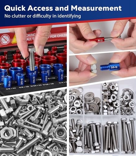 Thread Checker, 58PCS Nut and Bolt Thread Checker Set, 32 Standard and 26
