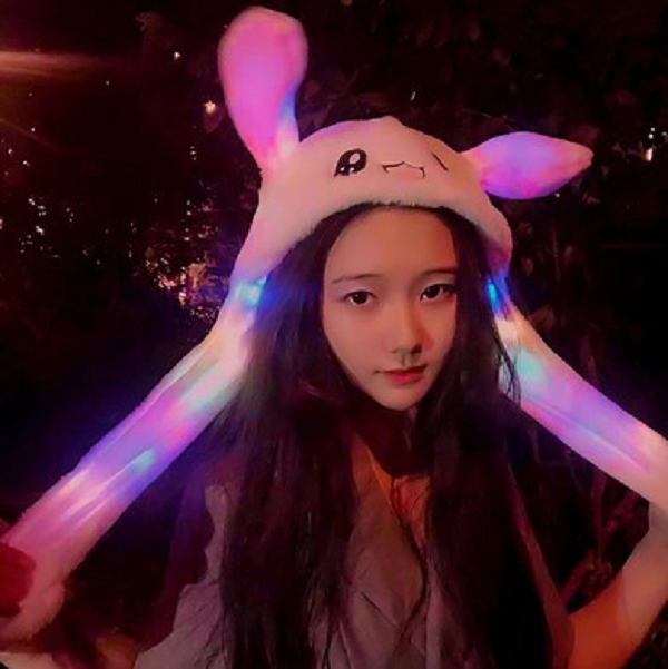 LED Rabbit Ear Hat Airbag Moving Ears Cute Fun Plush Headwear Cap Girl Gifts USA