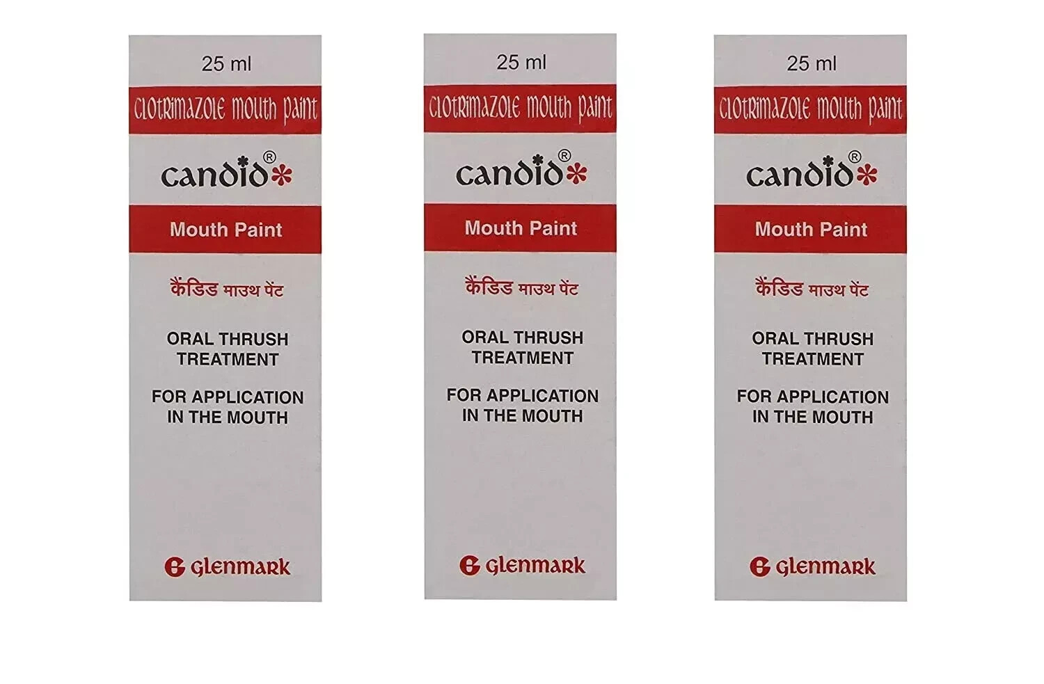 Candid Mouth Paint (Pack of 3) For Oral Thrush Treatment 25 ml.