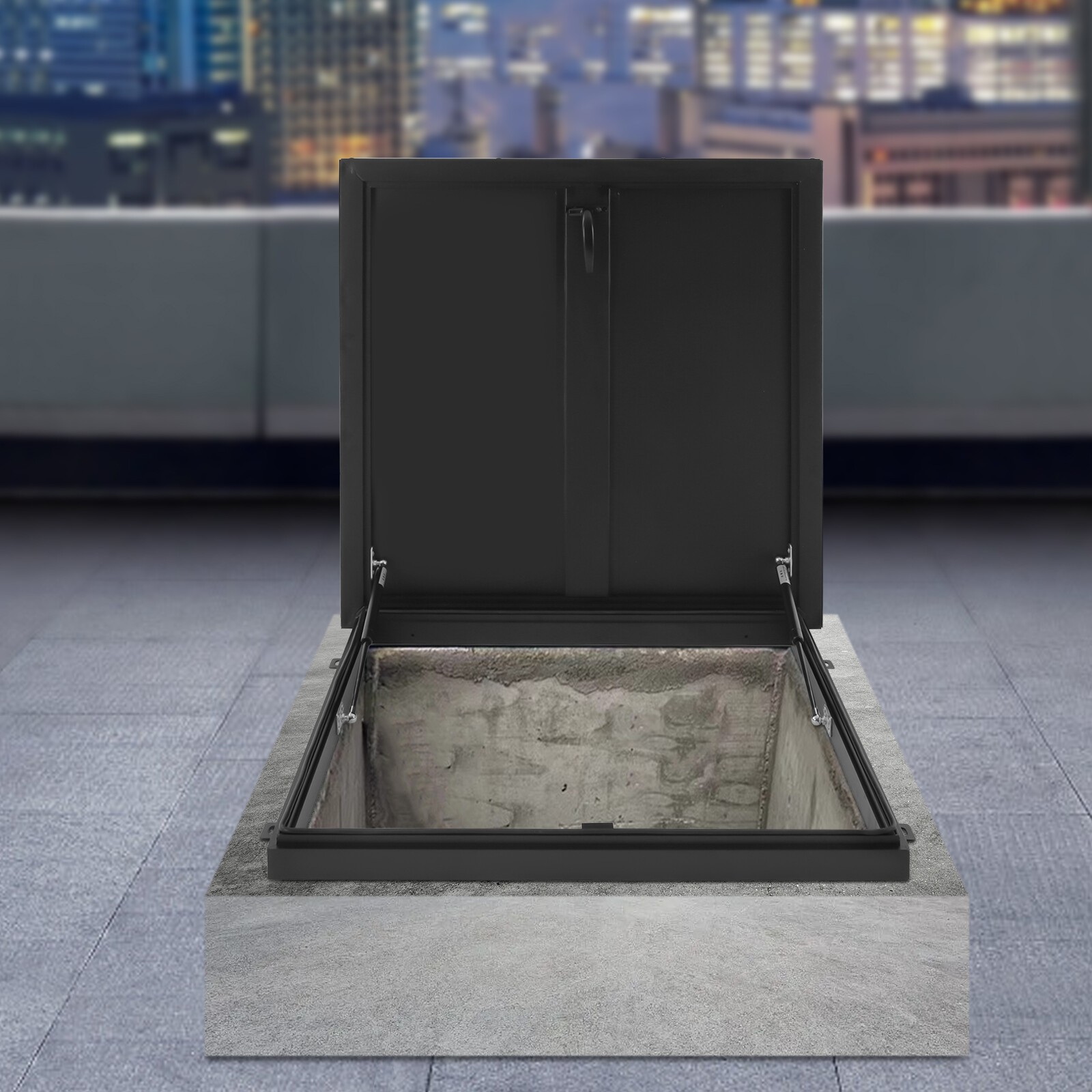 90° Square Roof Hatch Roof Access Hatch Roof Security Door Black Aluminum Alloy