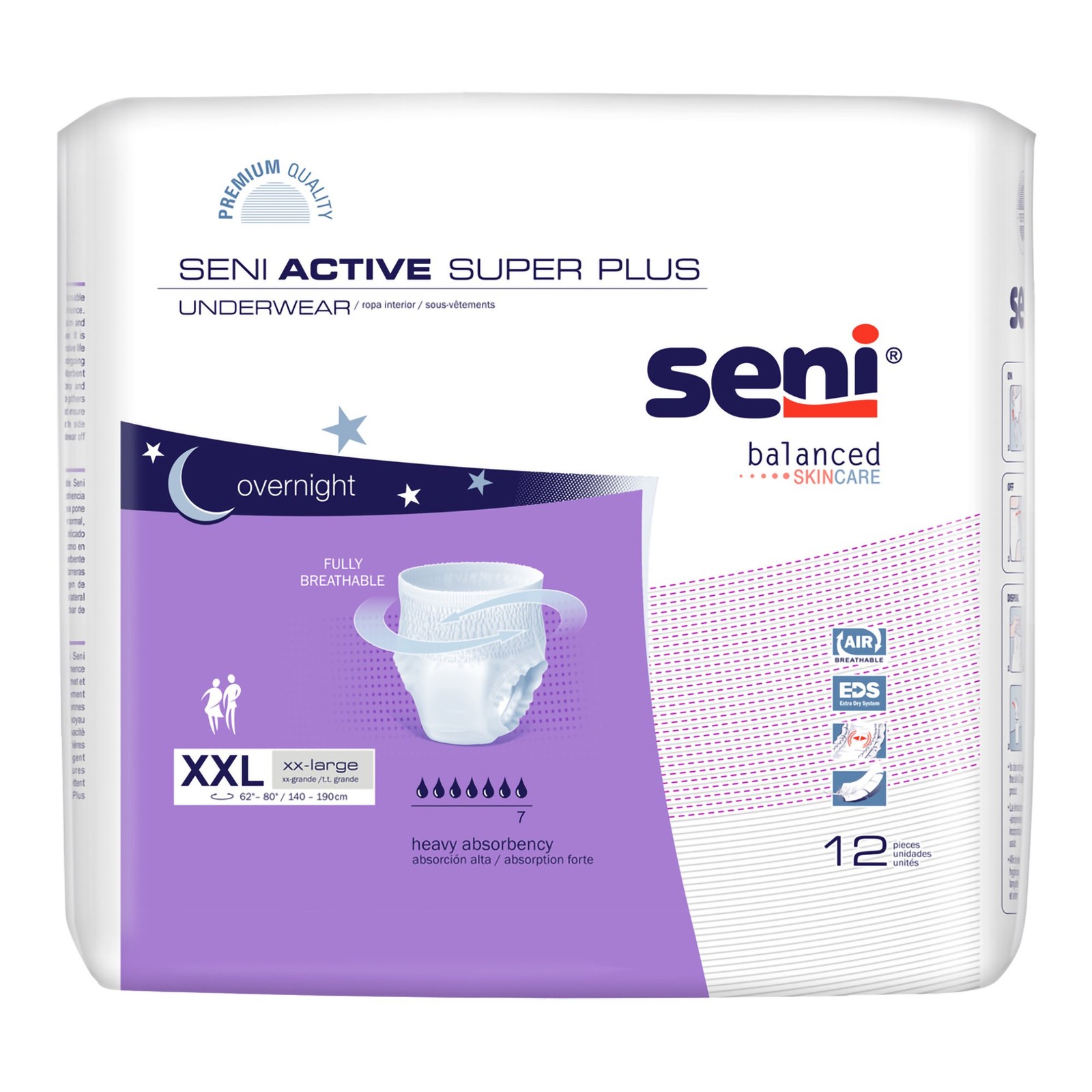 Seni Active Super Plus Unisex Adult Incontinence Underwear XXL (48 Count)