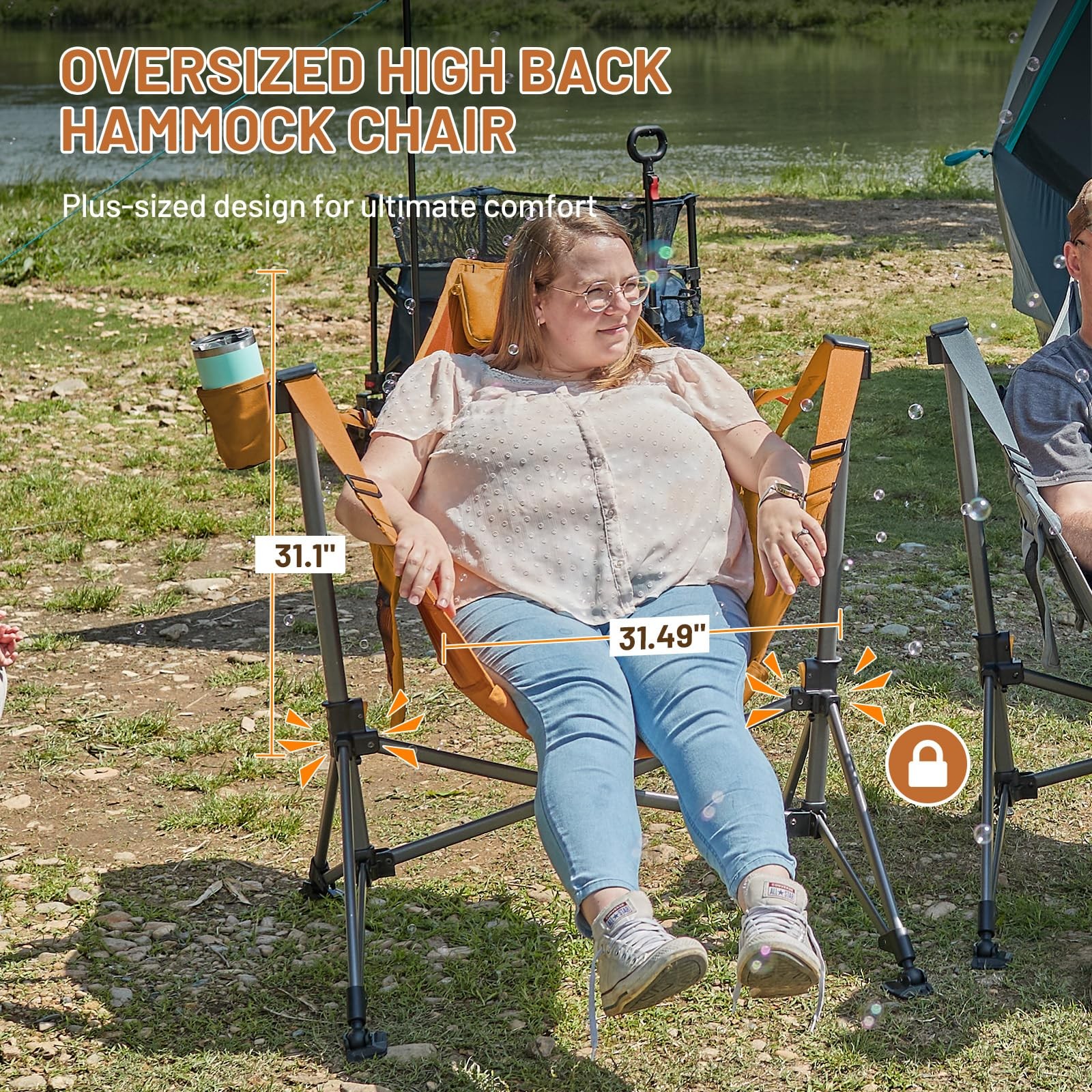 Hammock Camping Chair, Oversized Swinging Hammock Chair with Adjustable Back ...