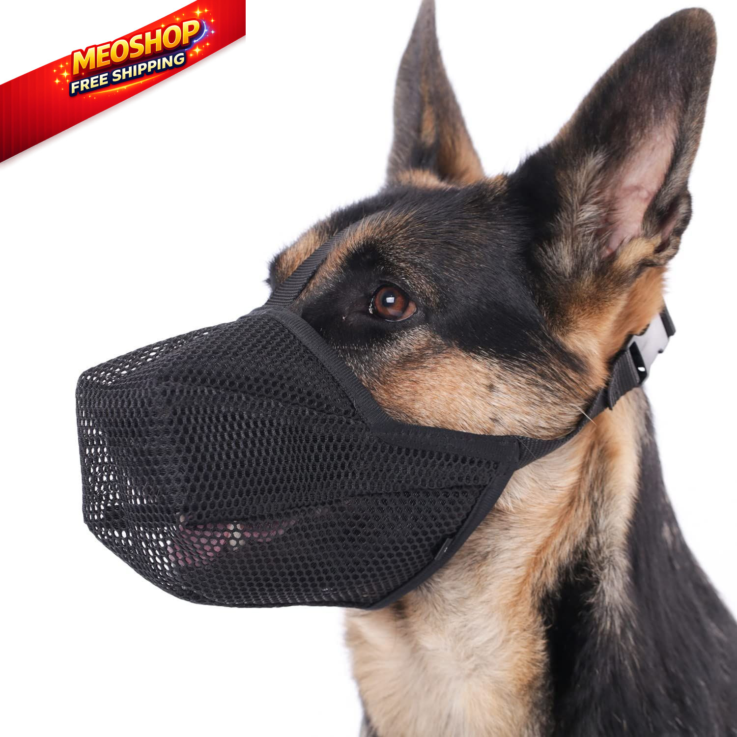 Mayerzon Dog Muzzle, Patented Soft Mesh Muzzle for L-(Snout:11"-12¼"), Black