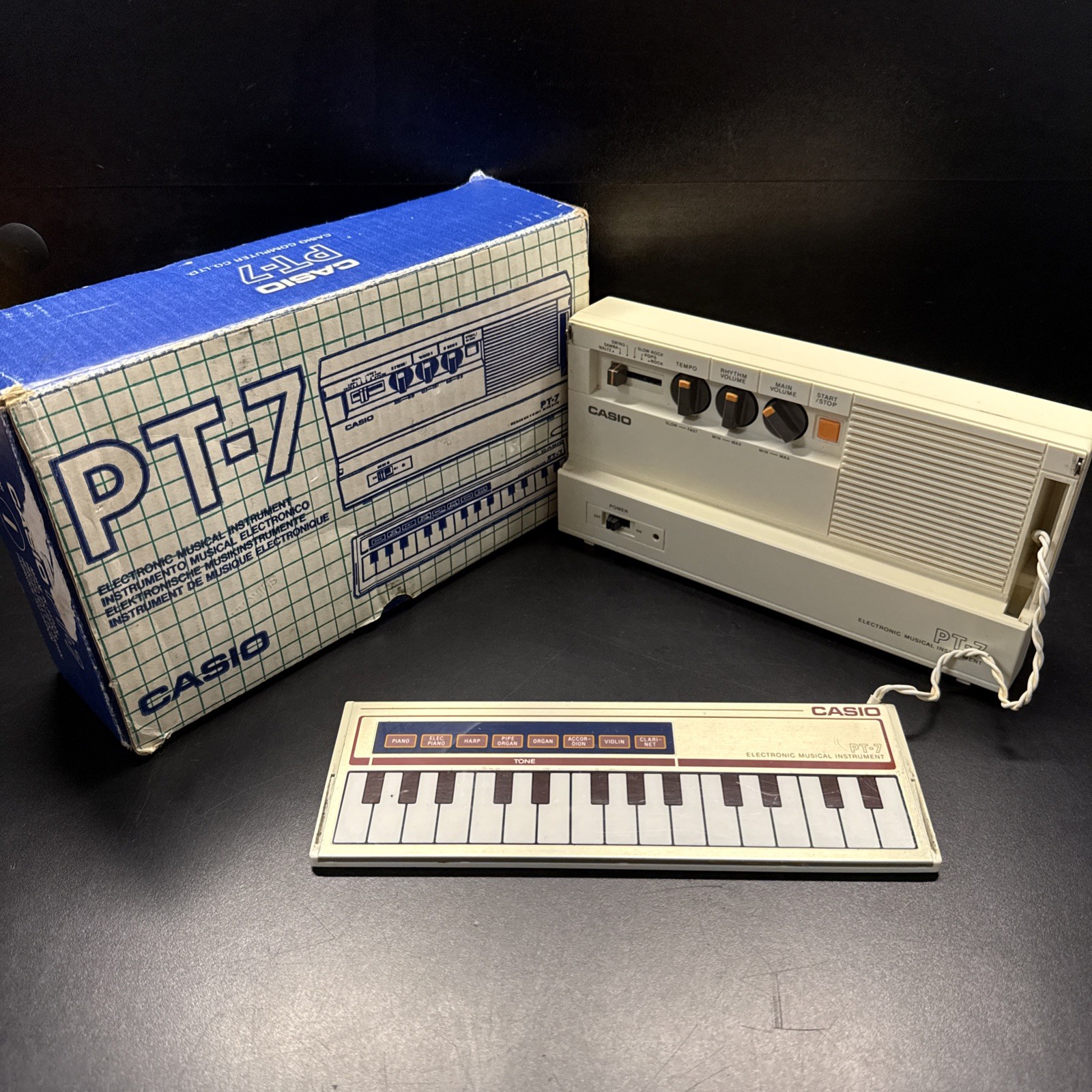 Vintage Casio PT-7 Keyboard W/ Original Box All Keys Working #3