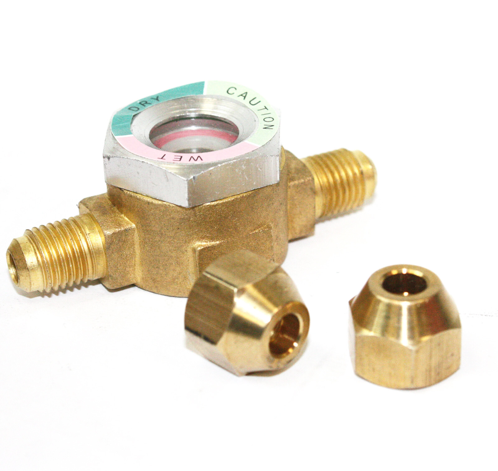 AC REFRIGERANT TUBE JOINTING W/ SIGHT GLASS 1/4" SAE O.D. FLARE BRASS