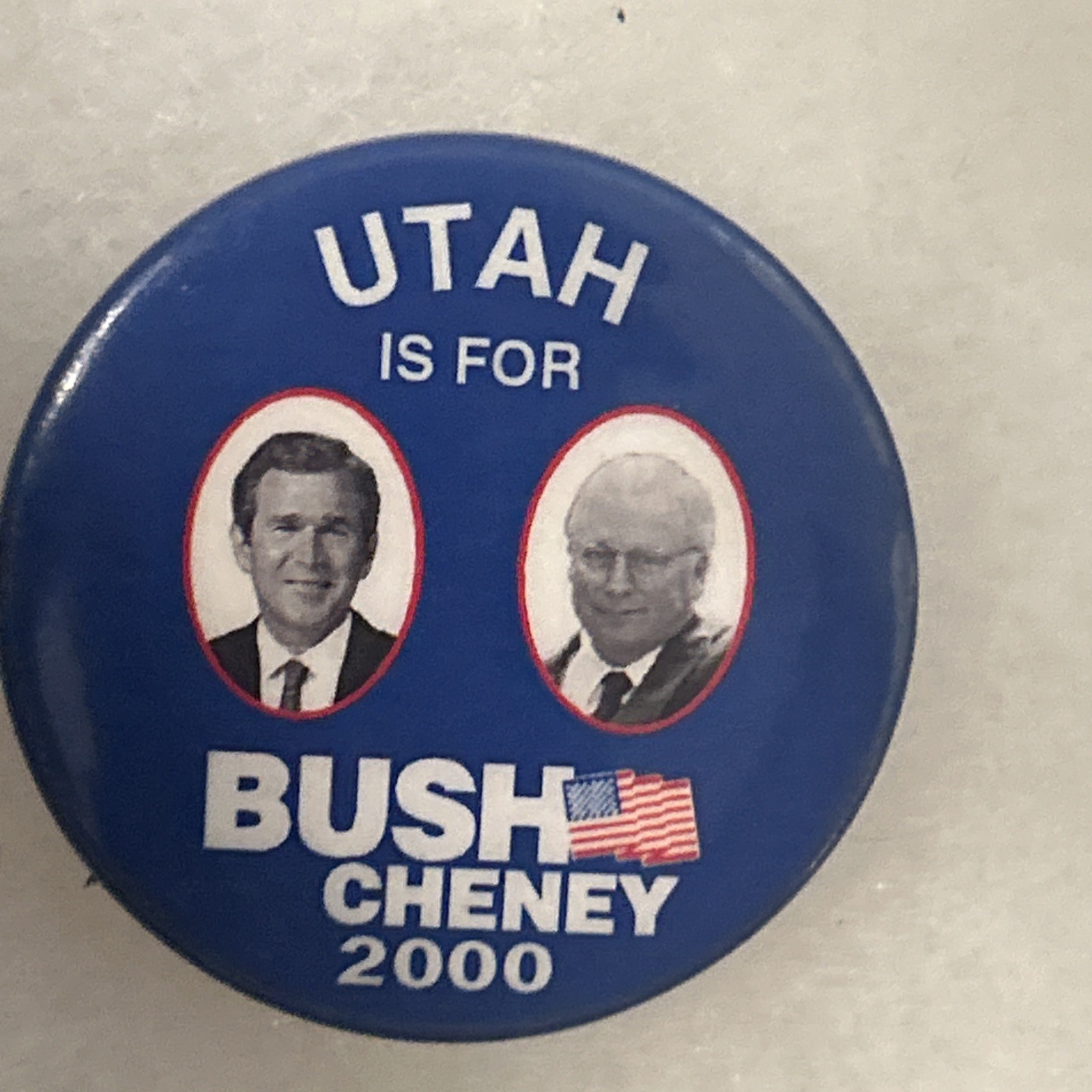 UTAH Is For Bush Cheney 2000 jugate 1 1/2” pinback button pin