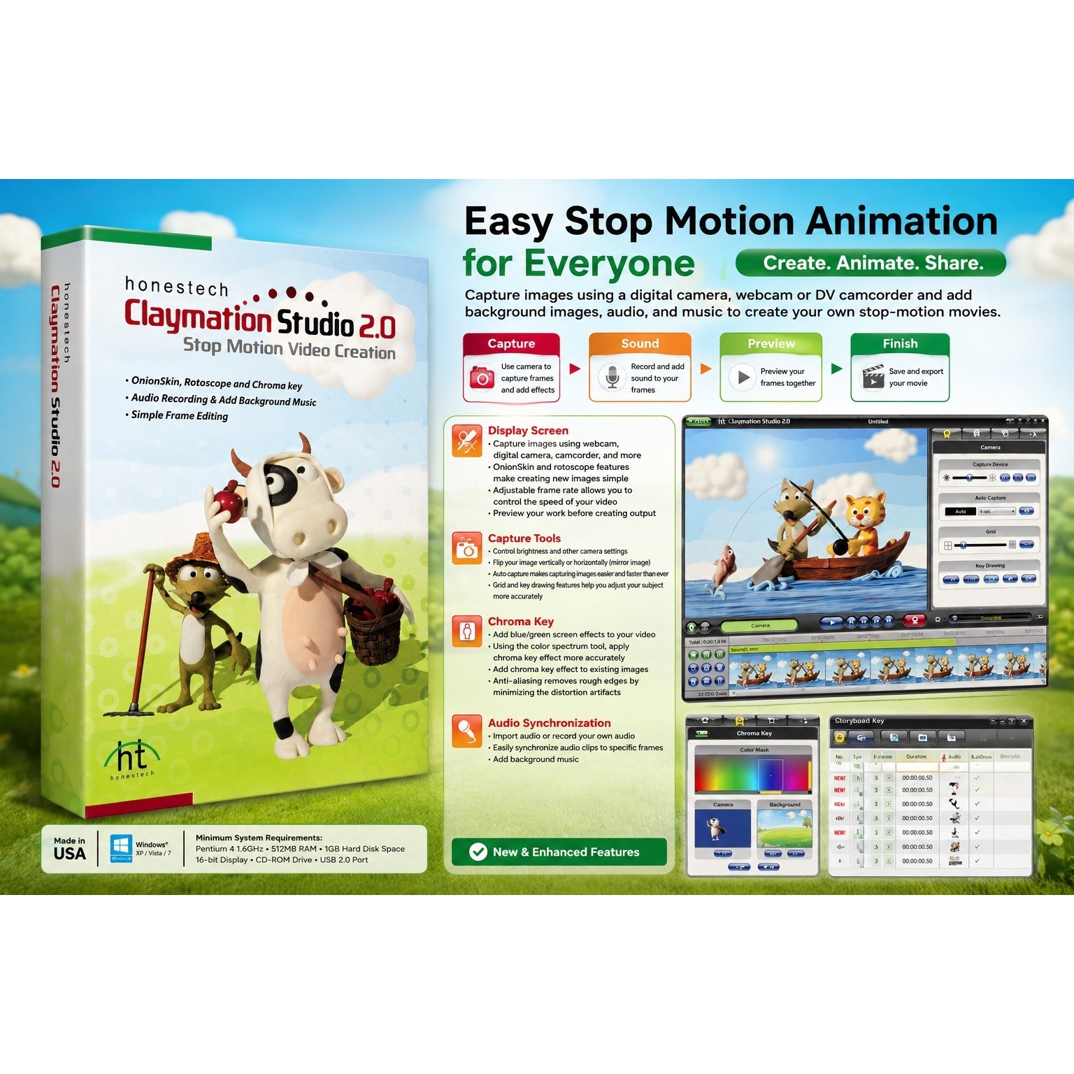 Honestech Claymation Studio 2.0 Stop Motion Video Creation Software PC BCS2P003