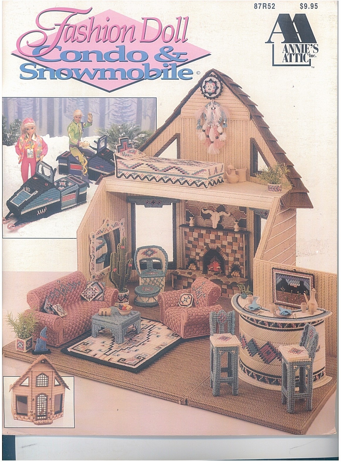 87R52 Plastic Canvas Pattern Doll Condo Snowmobile for Fashion Doll Annies Attic