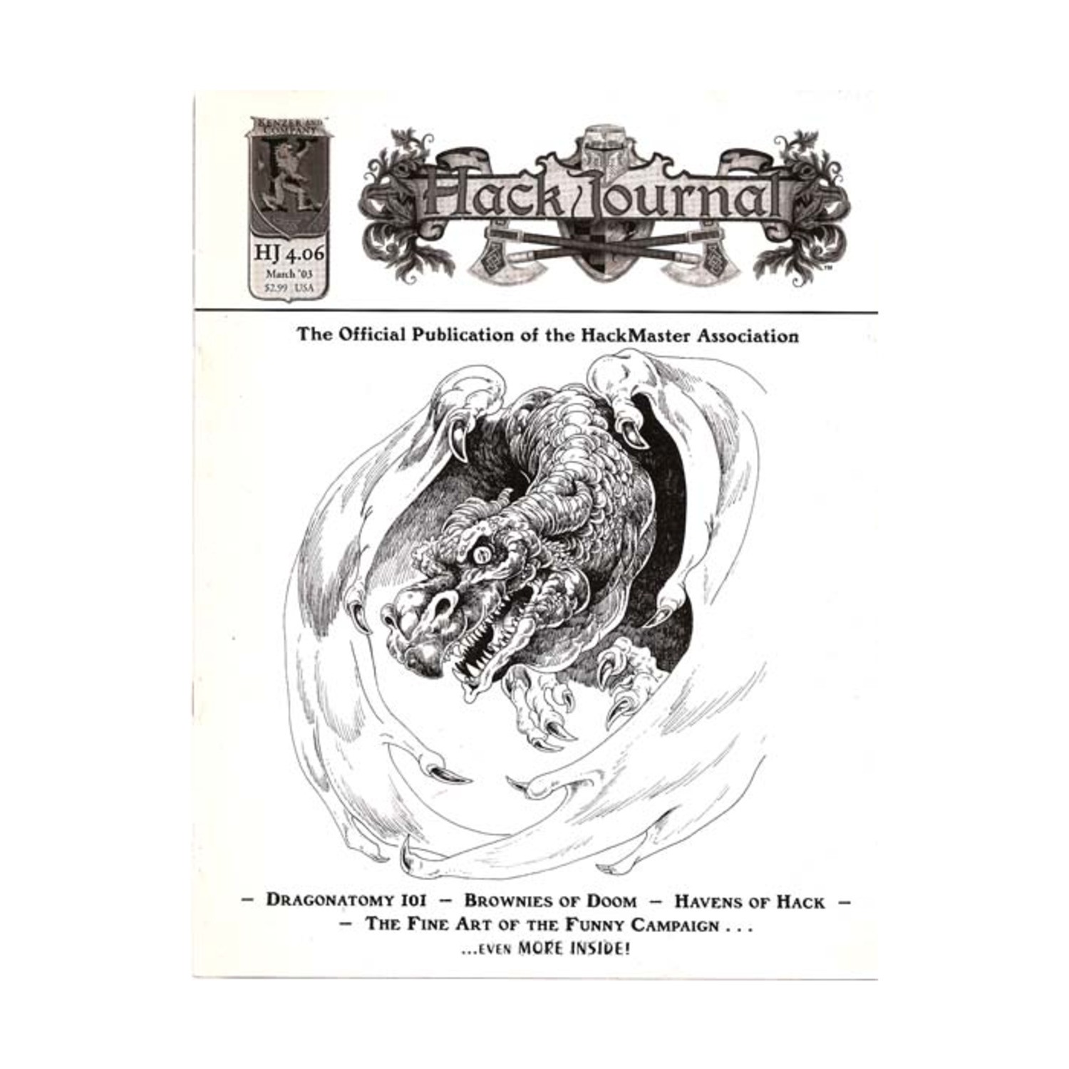Kenzer HackJournal  #4.06 "Dragonatomy 101, Brownies of Doom, Havens of Mag VG+