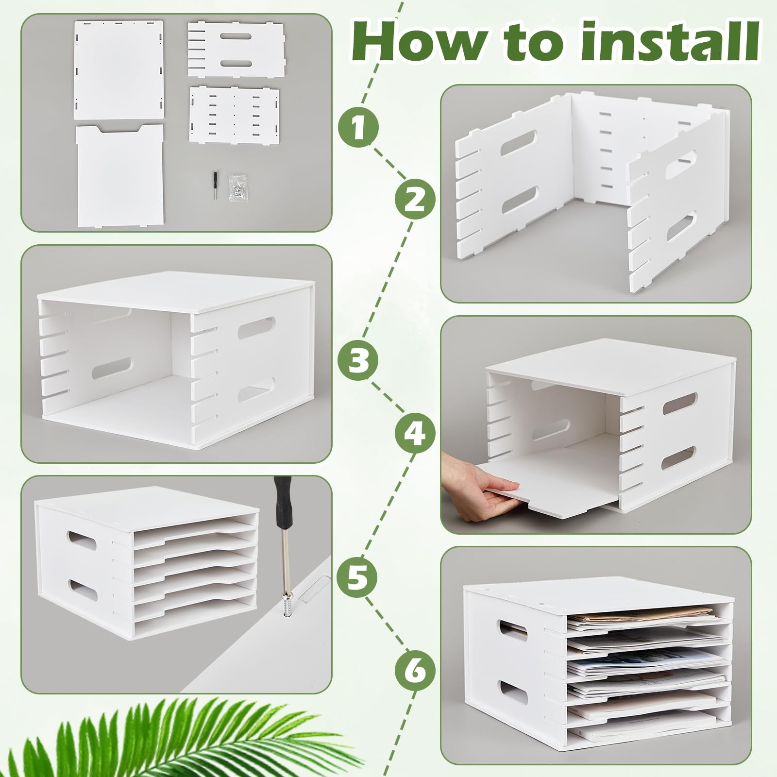 Juexica 6 Tier 8.5" x 11" Scrapbook Paper Organizer, White Cardstock File Organi