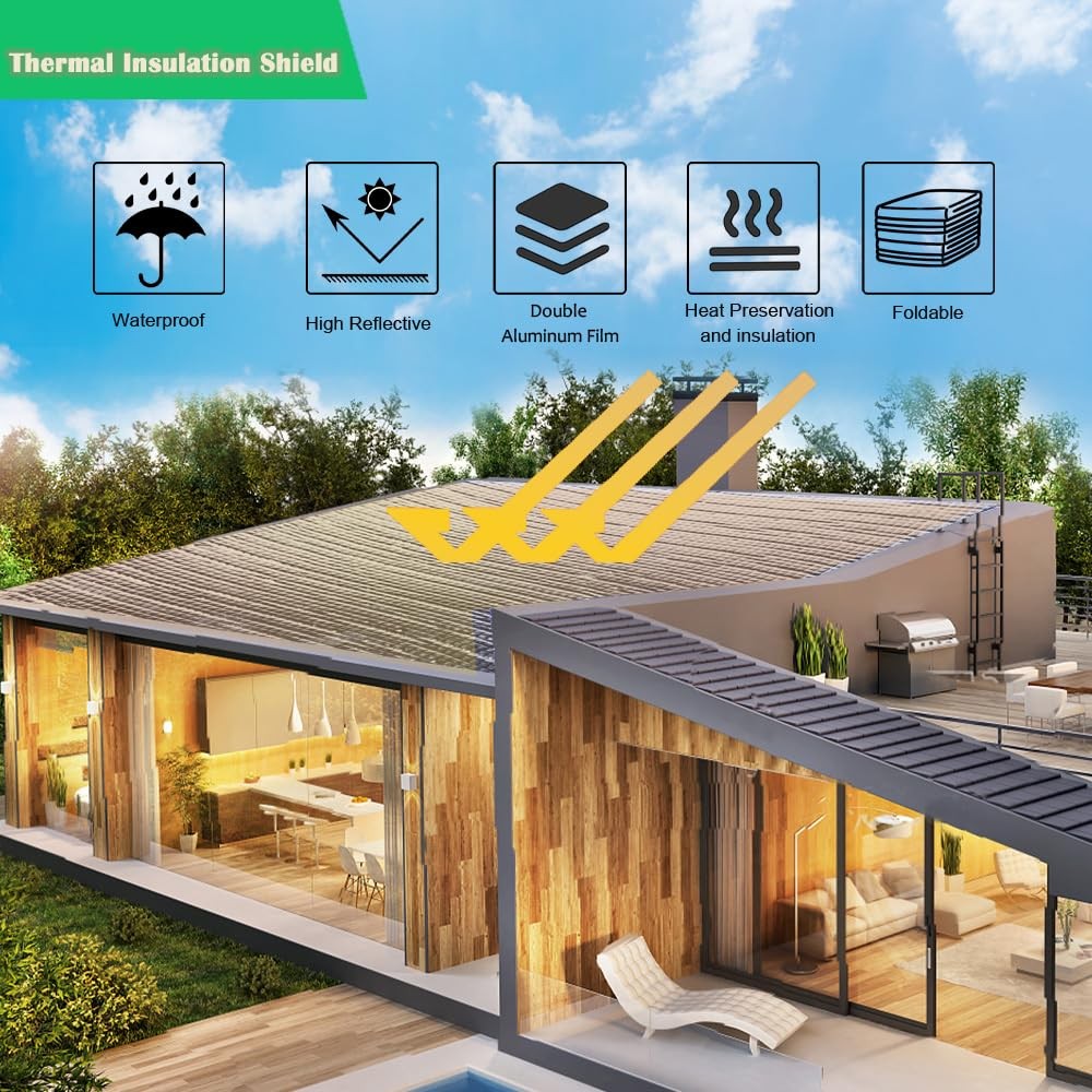 Double Reflective Insulation Foam, 48" x 10 Ft Reflective Window Radiant Barr...