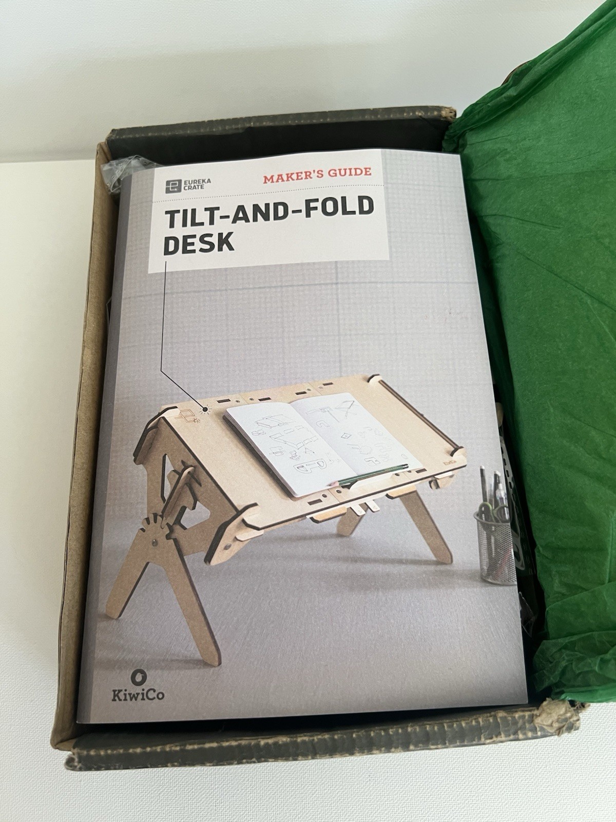 KiwiCo Tilt and Fold Desk Wood Building Set Makers Guide Kids Engineering