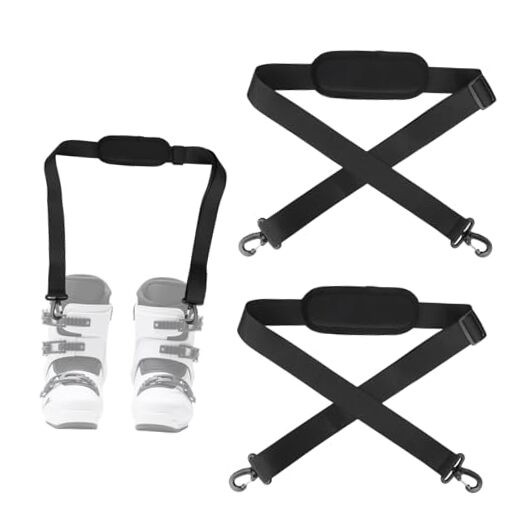 2pcs Ski Carrier Strap with Hook, Adjustable Anti-Slip Snowboard Shoulder