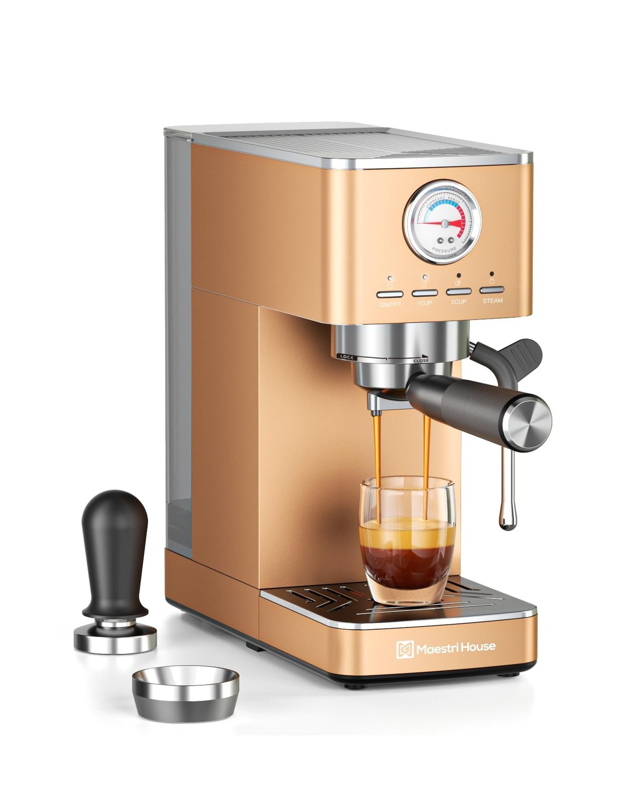 Maestri House Espresso Machine, 20 Bar ULKA Pump, Compact Espresso Maker Buil...