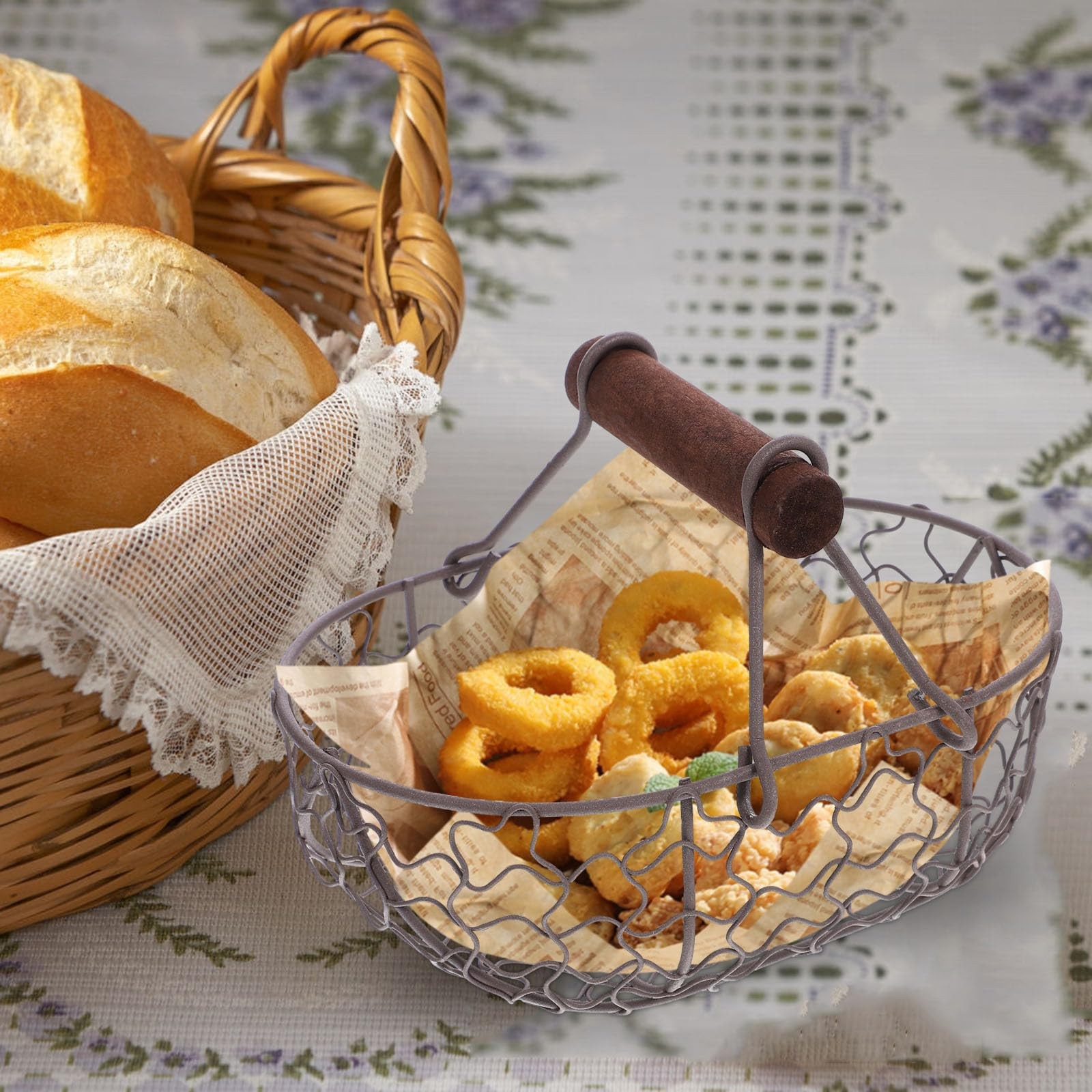 Kitchen Wire Egg Basket Vintage Metal Storage Container for Fresh Eggs Fruit ...