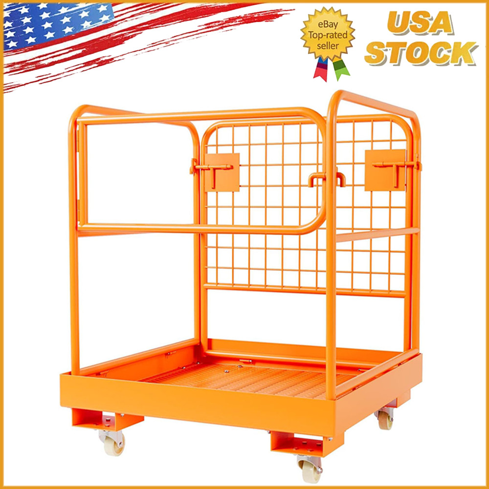 Collapsible 36"x36" Forklift Safety Cage 1-3 Person Work Platform Basket 1200LBS