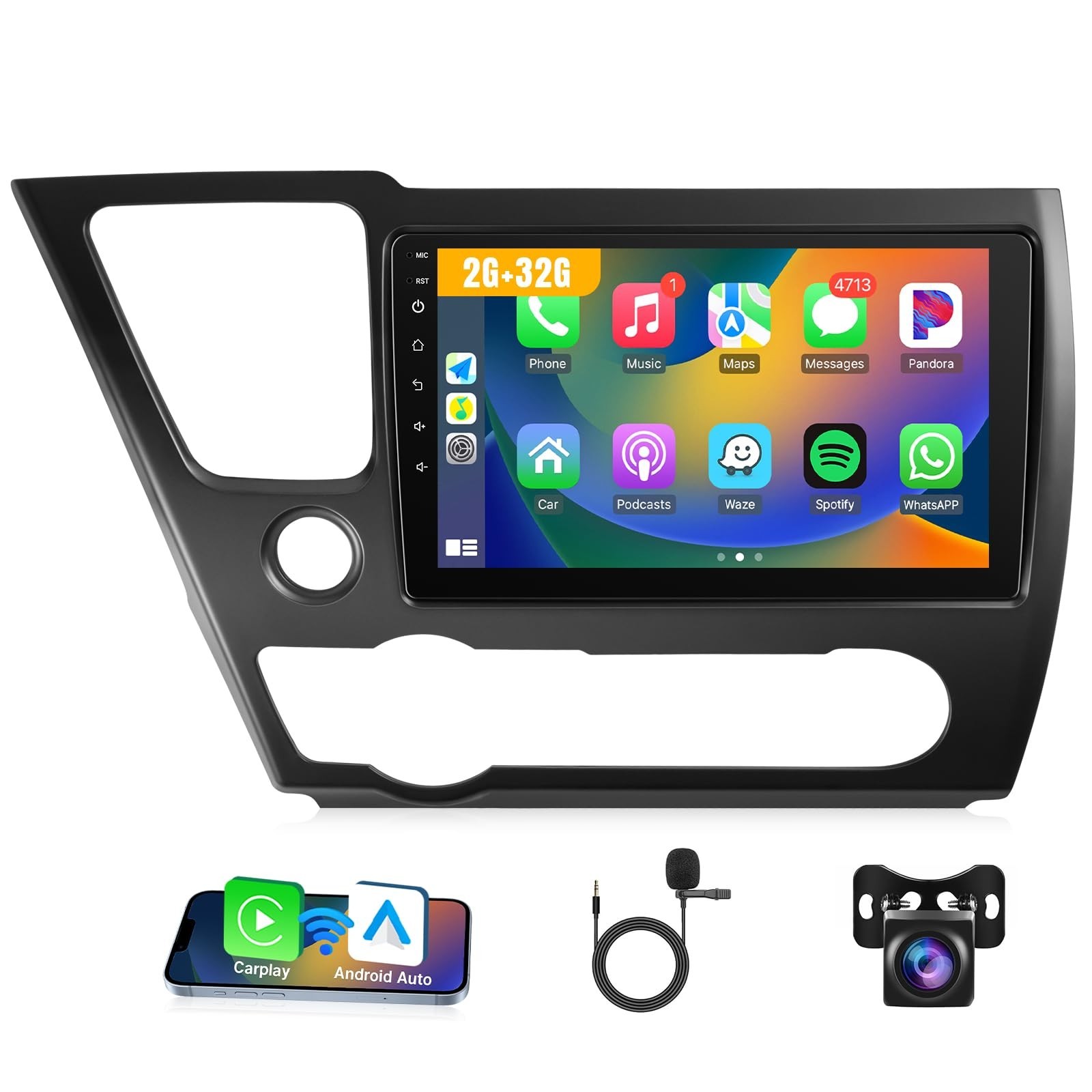 Leadfan Car Stereo Radio for Honda Civic 2013 2014 2015 2016 2017, 9 Inch Tou...