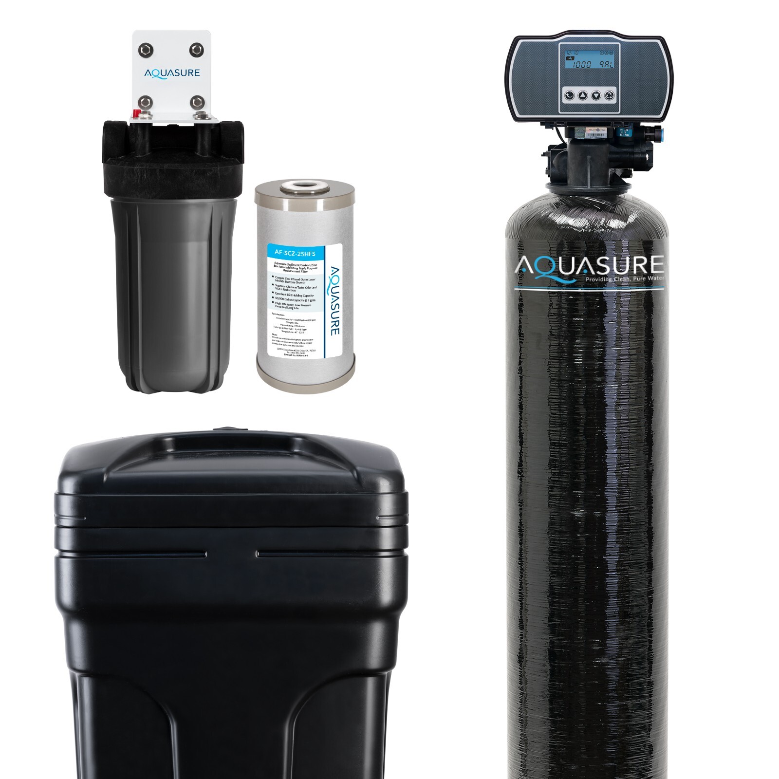 Aquasure Water Softener and Sediment GAC carbon Pre-filters bundle 32,000 Grains