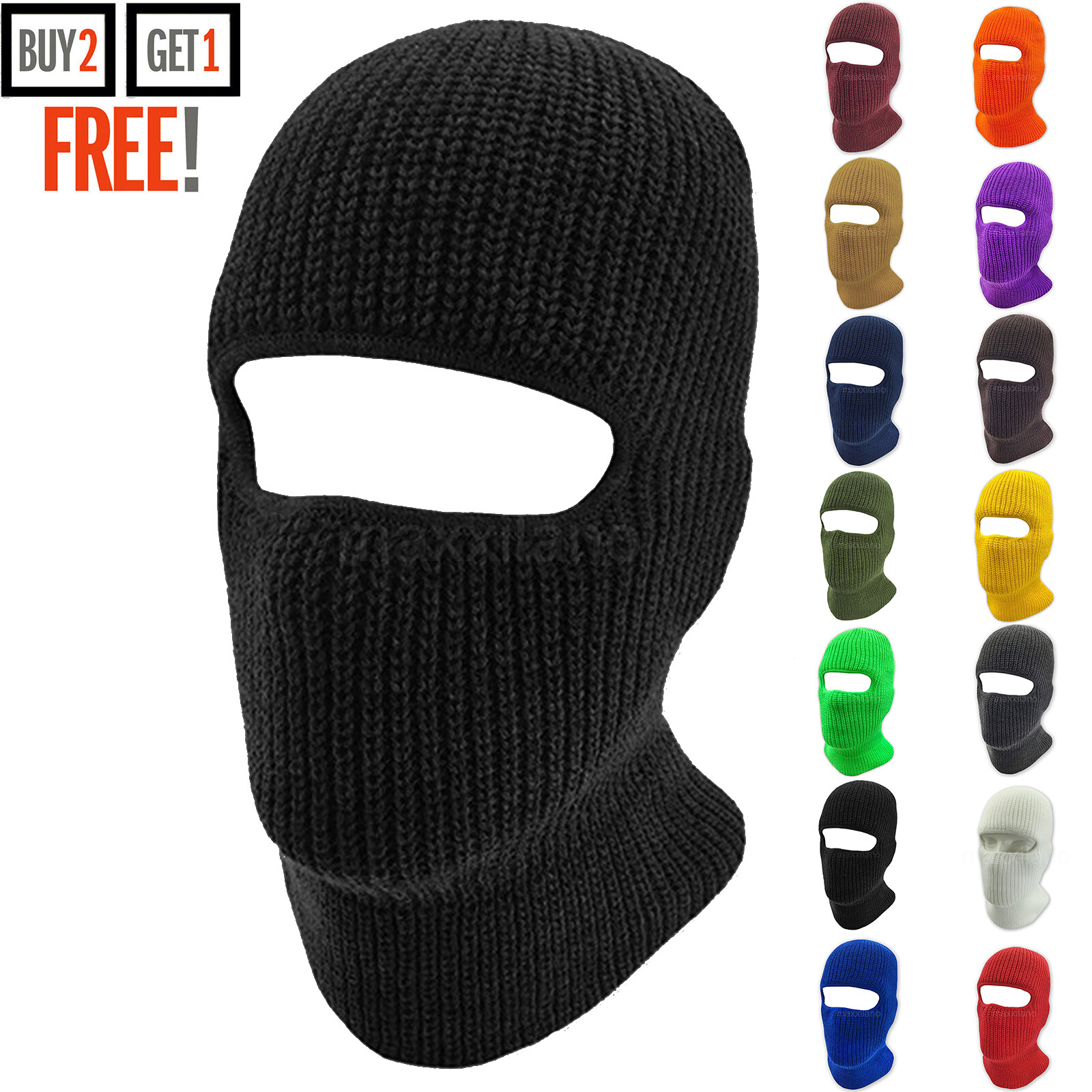 1 Hole Balaclava Ski Mask Winter Full Face Knit Beanie Tactical Warm Hat