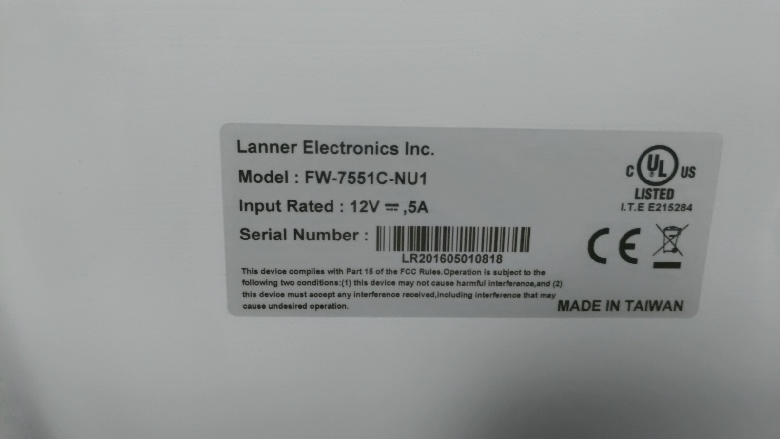 LANNER FW-7551C-NU1 Desktop Network Appliance