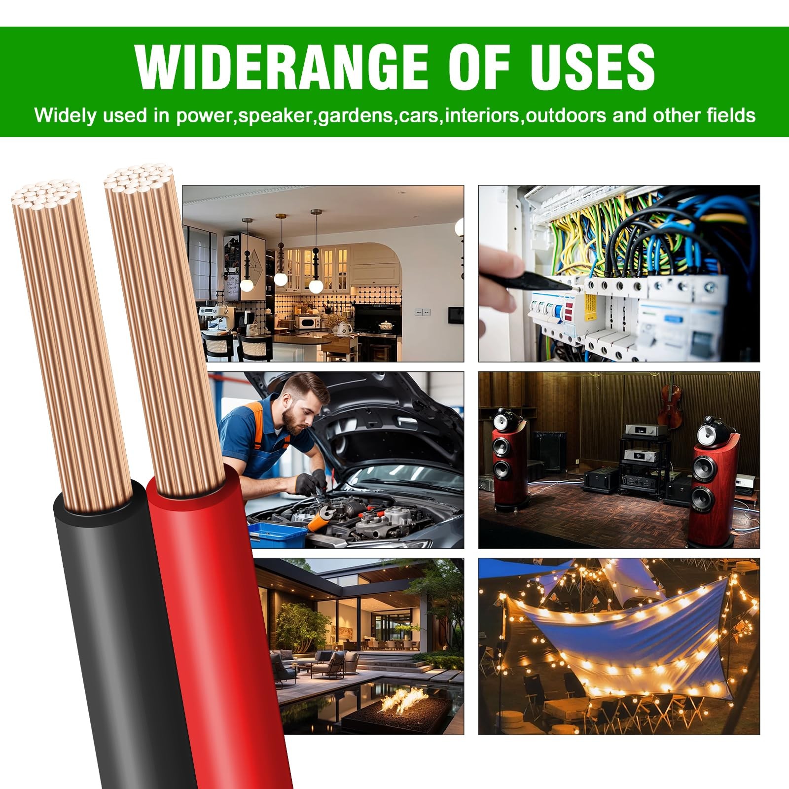 GOSDENG 18 Gauge Wire 100FT, 2 Conductors Electrical Red 18AWG-2C