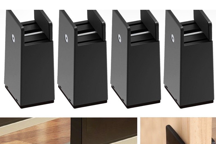 4 Pieces Adjustable Bed Leg - Furniture Risers   4” Non Slip, Heavy Duty
