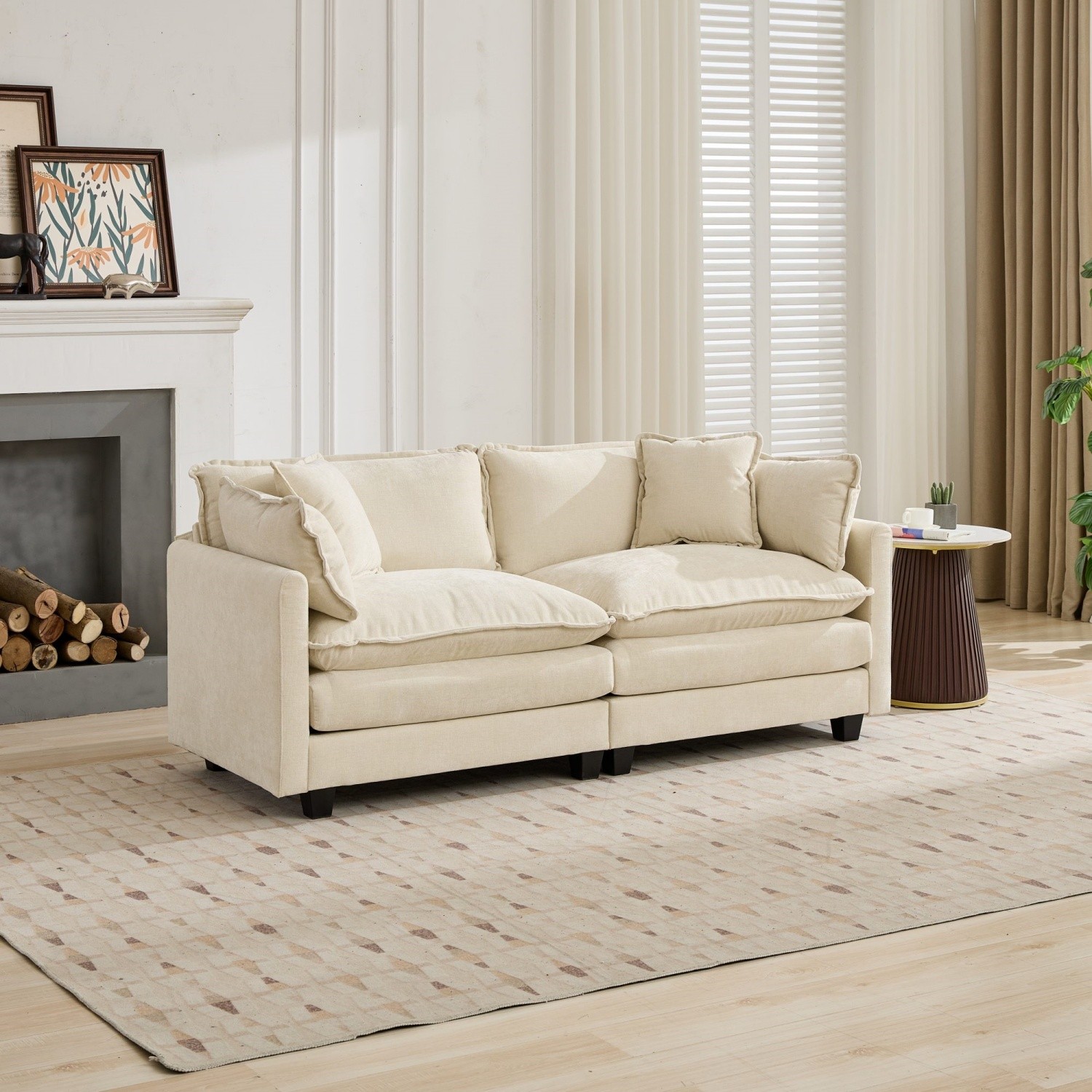 Chenille Sectional Sofa Loveseat for Living Room Double Layer Padded Seat US