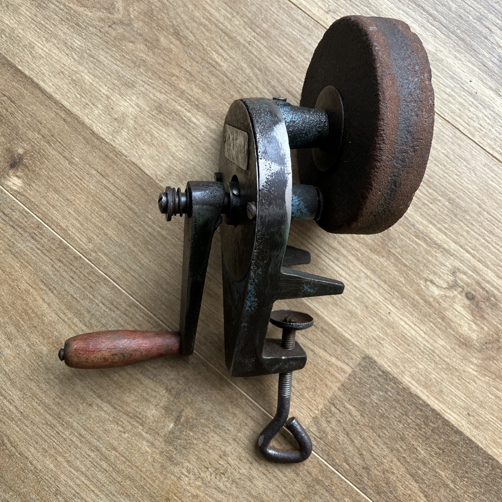 vintage iron hand cranked grinder