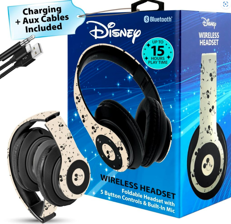Disney Bluetooth Headphones Mickey Minnie - Wireless Over-Ear Music Headphones