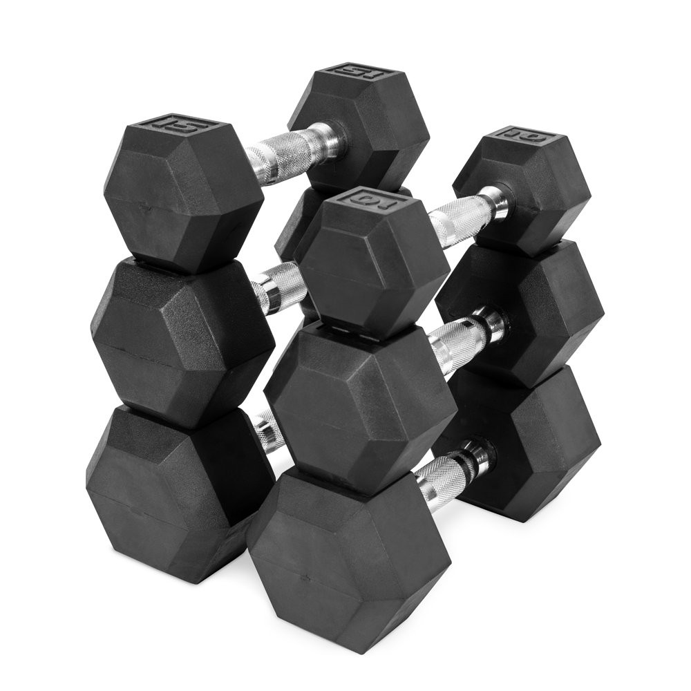 Single Rubber Hex Dumbbell Strength Training Fitness Home Workout Select Weight