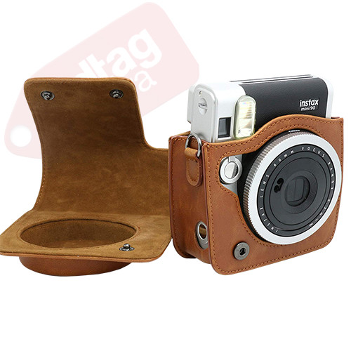 Camera Case Bag for Fujifilm Instax Mini 90 Camera - Black & Brown