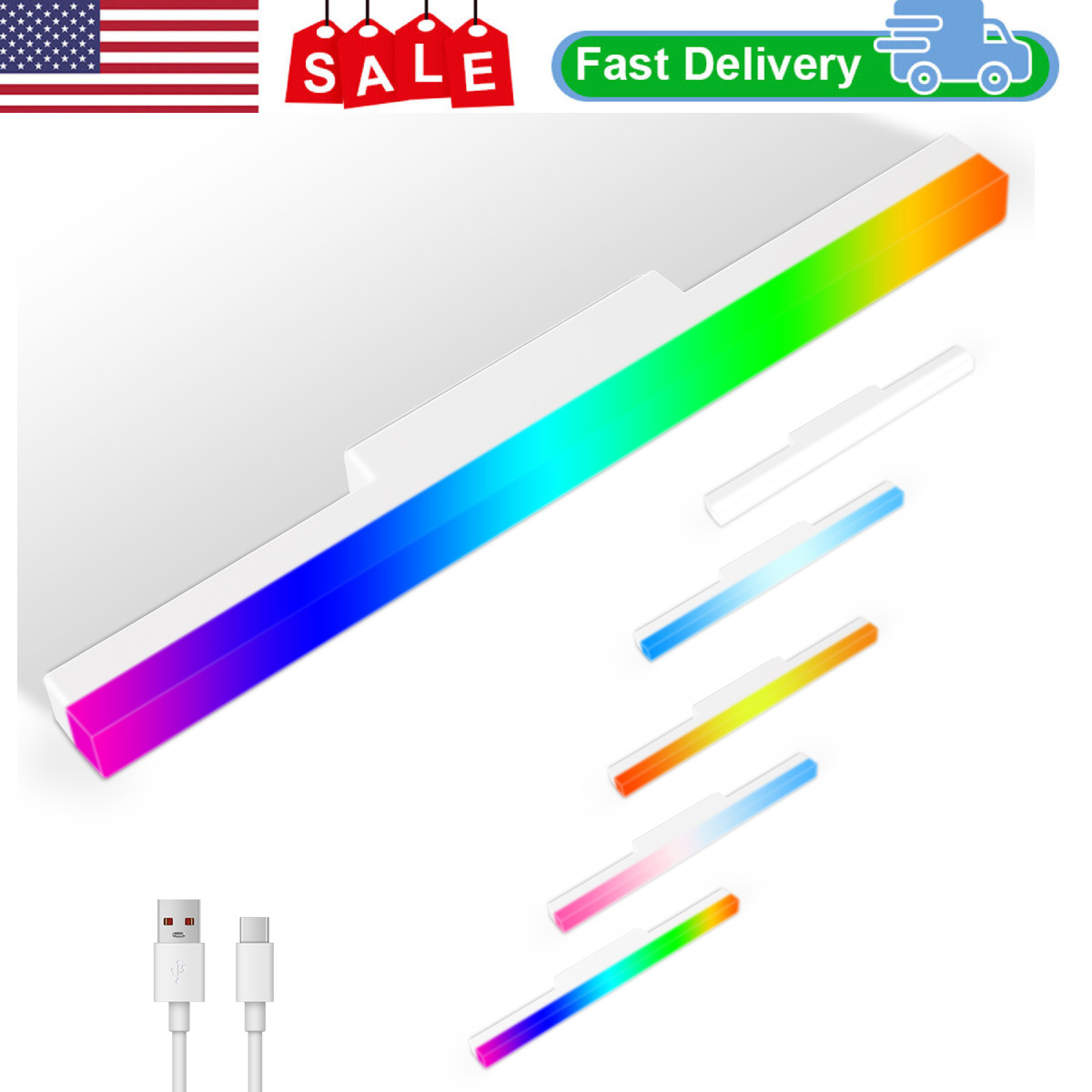 LED Under Closet Light USB Magnetic Shelf Strip Bar Cabinet Wall Lamp Kit SALE