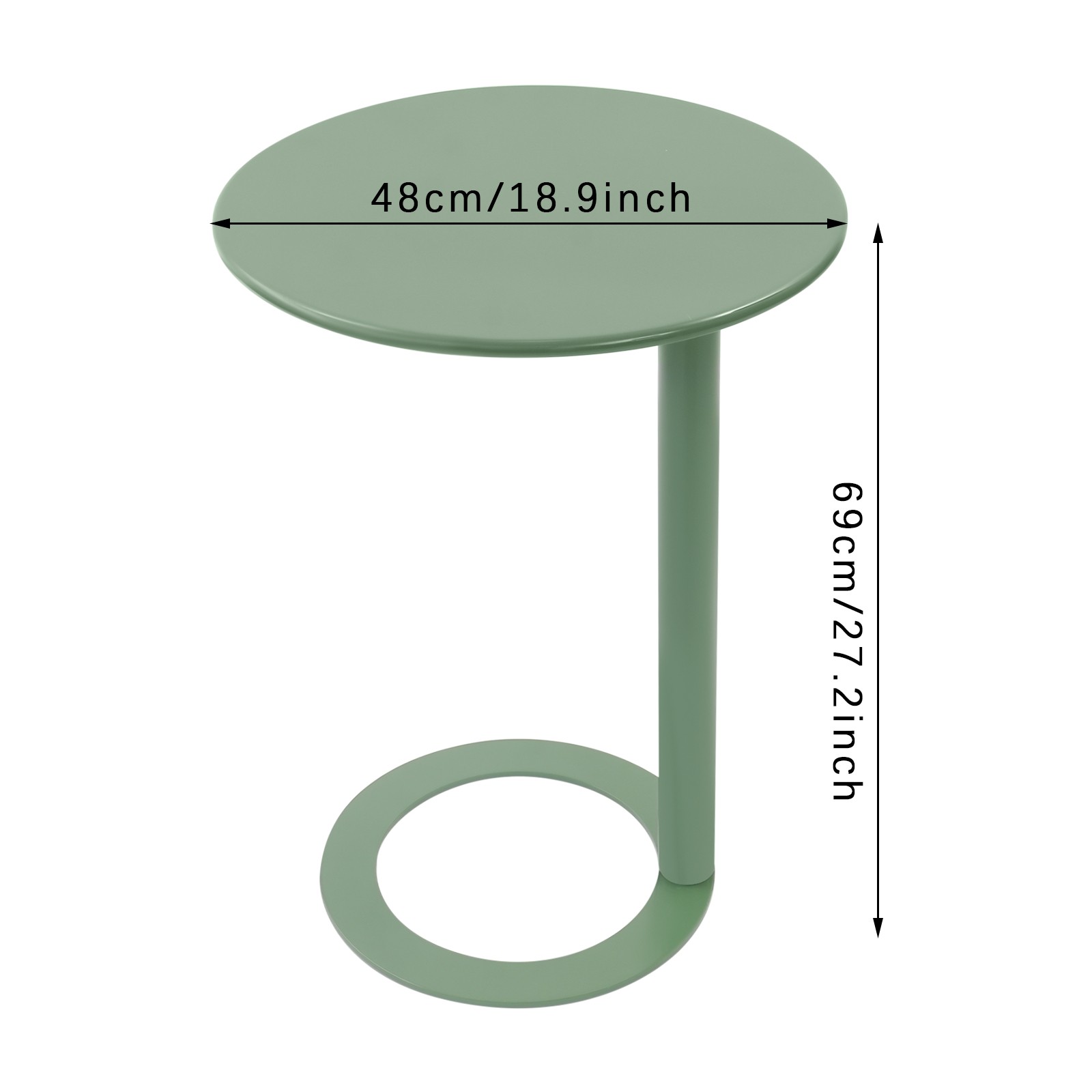 Round Side Table C-Shaped Sofa Table Bedside Reading Table for Living Room US