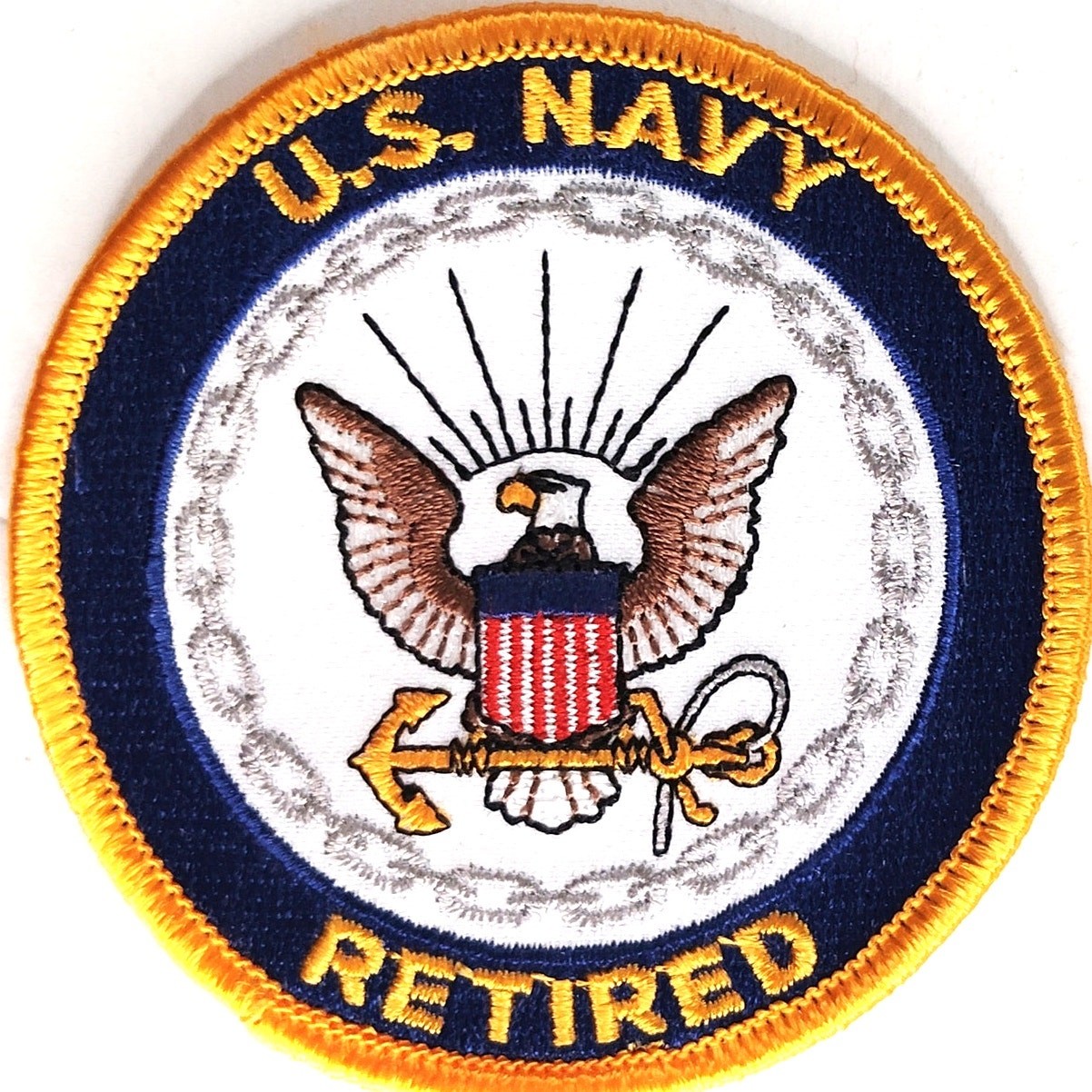 US Navy Retired Patch Novelty Mitchell Proffitt 3" Round Iron‑On or Sew‑On
