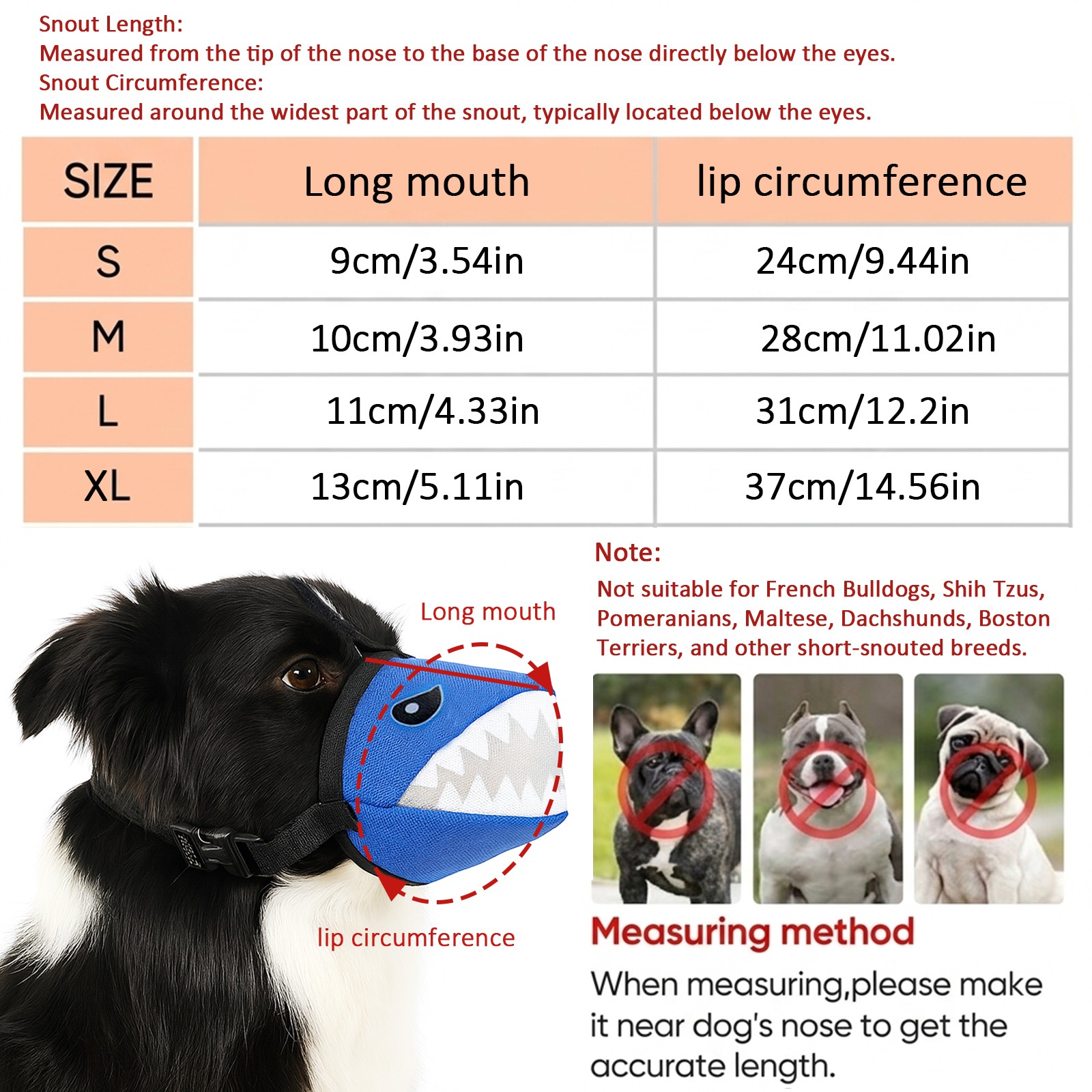 Colenumone Mesh Dog Muzzle Shark Design Adjustable No Biting Barking Chewing