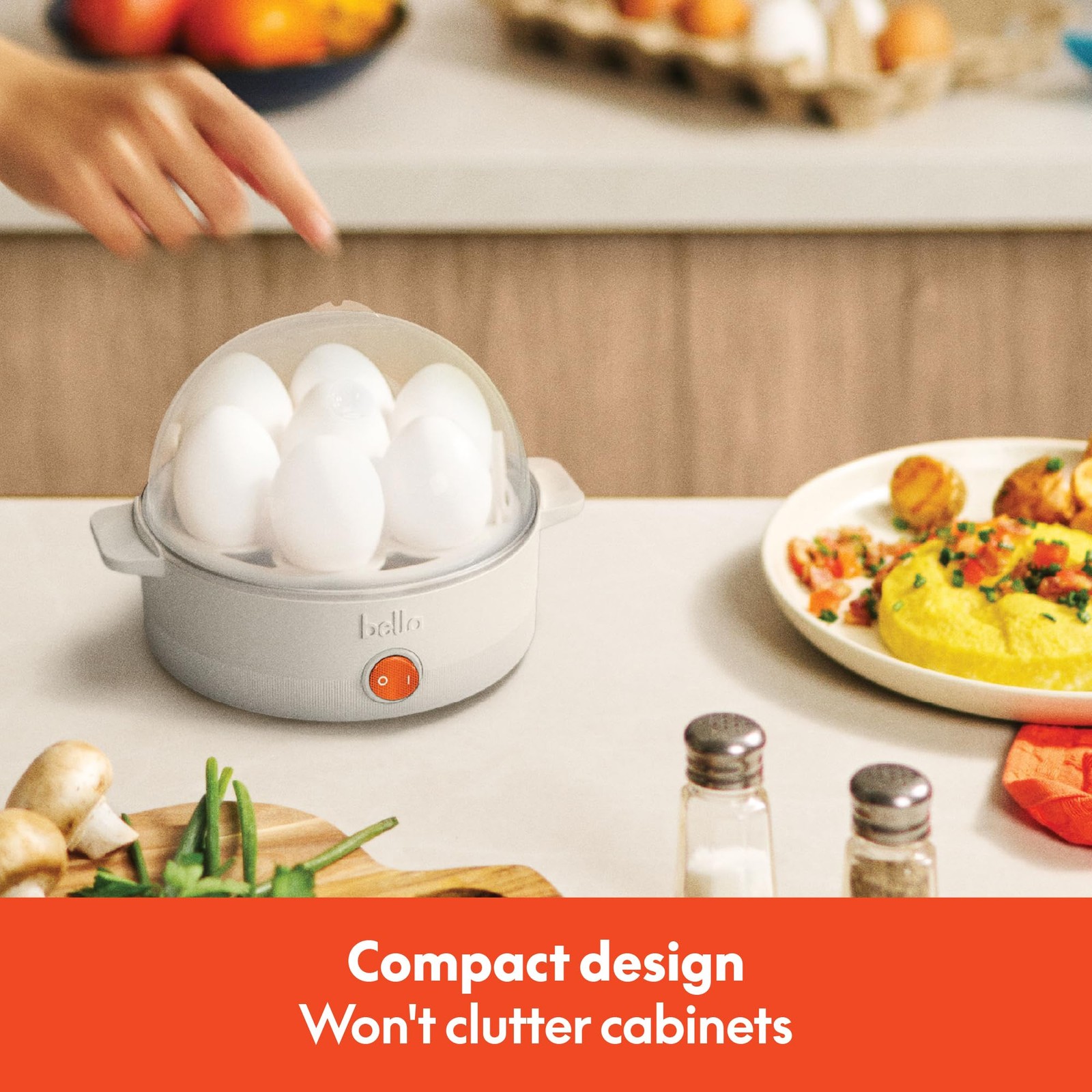 bella Electric Egg Cooker, 7 Eggs Capacity Tray, Single 7 Eggs, Oatmilk