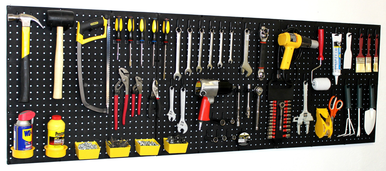 Pro 75 Peg Hook Kit & Bins - Shelf Hanger Garage Storage Pegboard Hanging Set