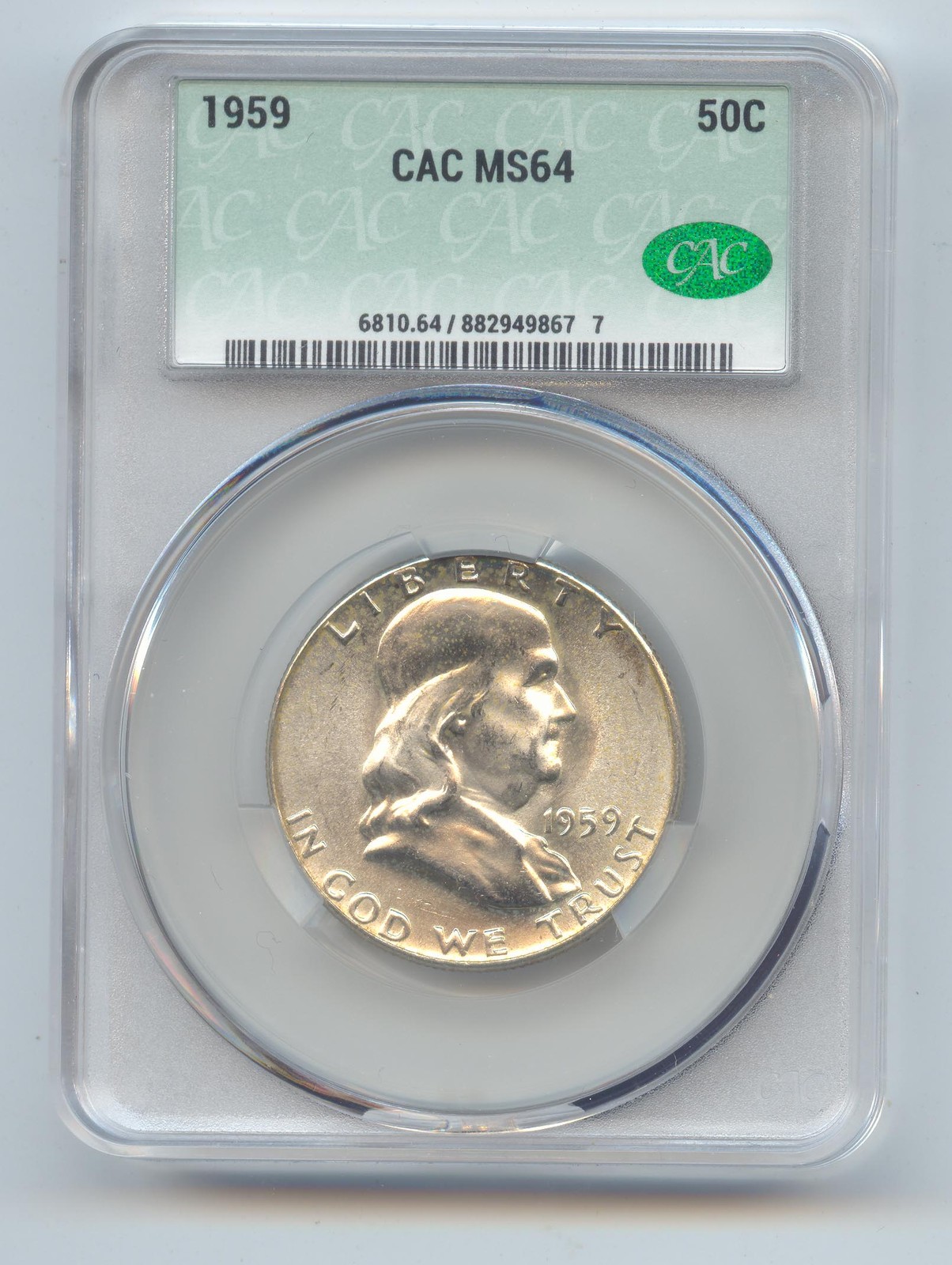 1959 Franklin Half Dollar, CAC MS-64