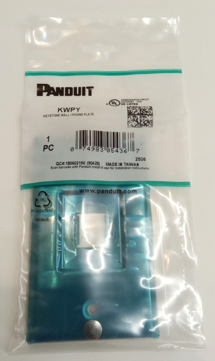 Panduit KWPY Stainless Steel Keystone Wall Phone Plate Single Port