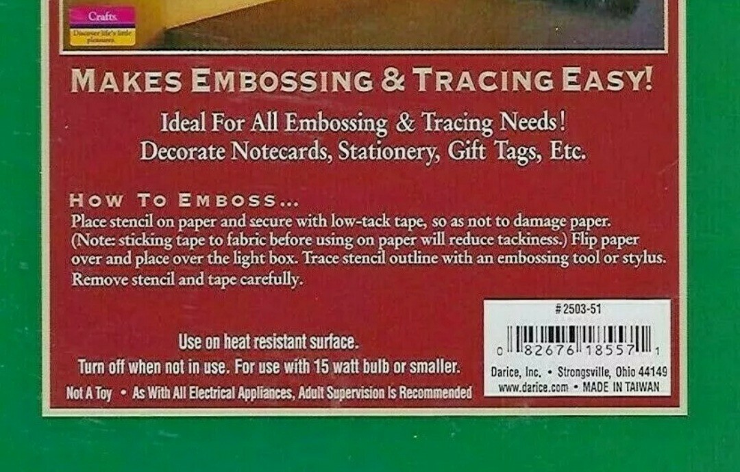 NEW Darice Embossing Essentials Light Box Makes Embossing Tracing Easy 6x9