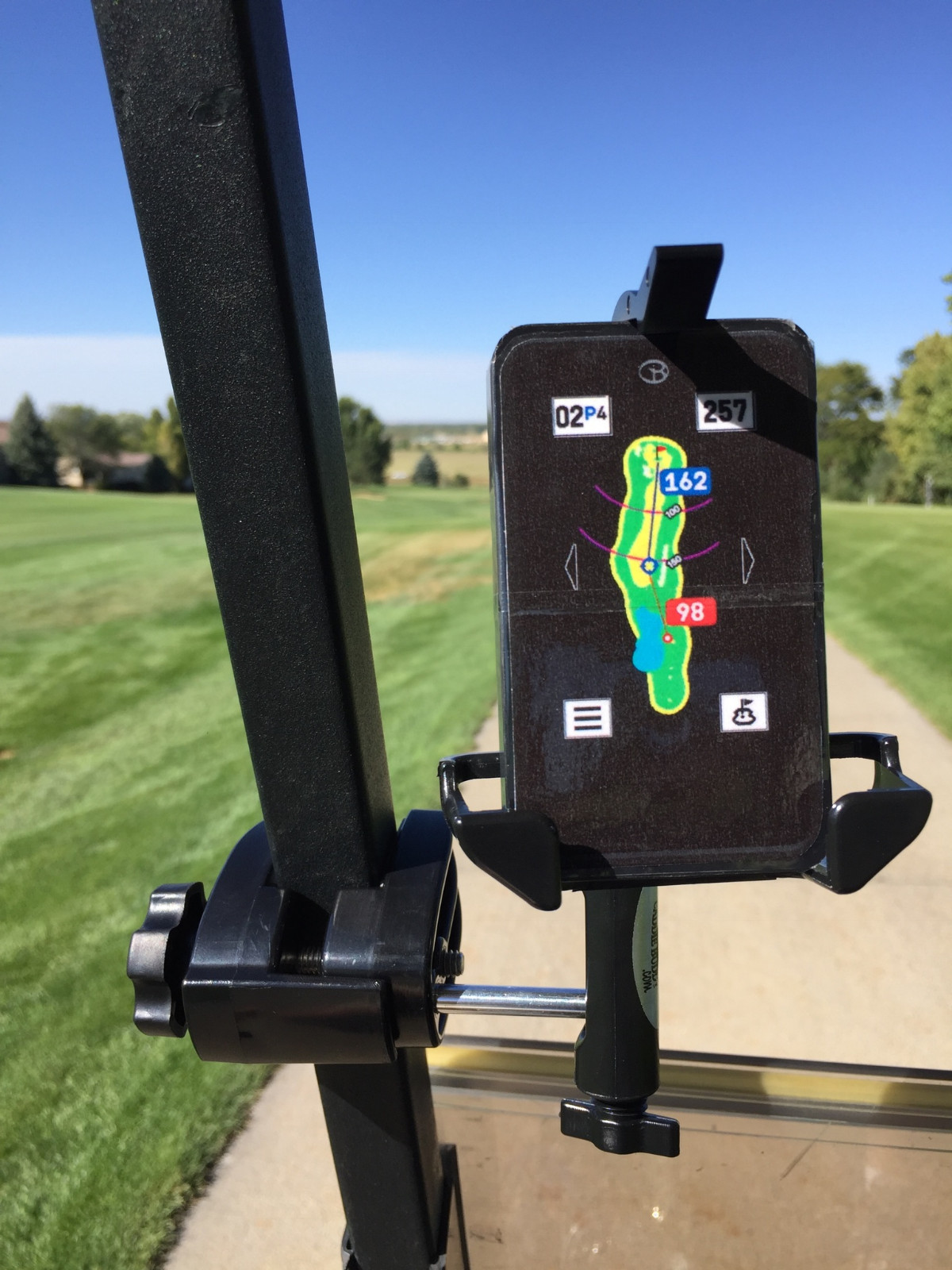Golf cart mount for golf buddy VTX,  Golf Buddy World and most smart phones