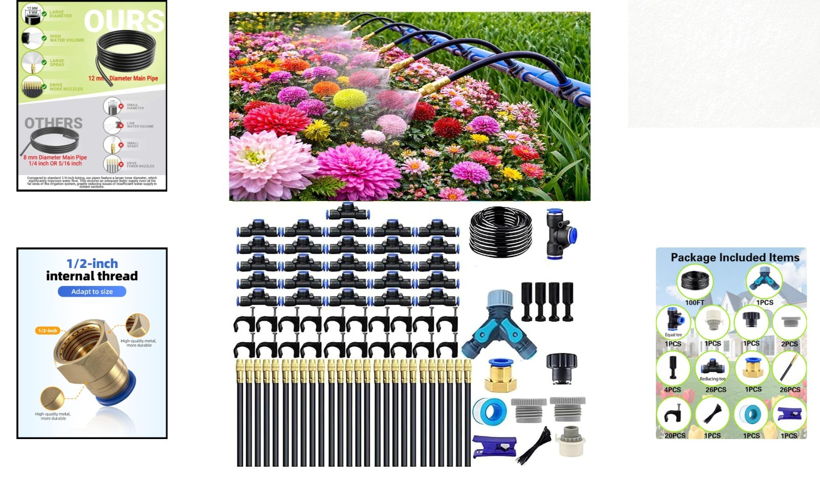 100 Ft Automatic Quick-Connect Misting Sprinkler System for Efficient Watering