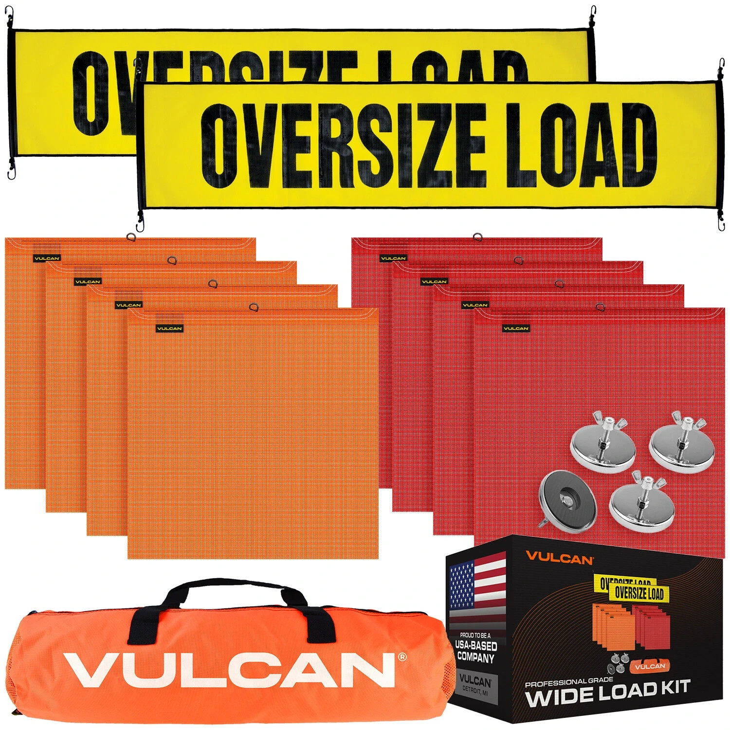 VULCAN Standard Oversize Load Banners, Multi-Color Flags & Magnets Kit