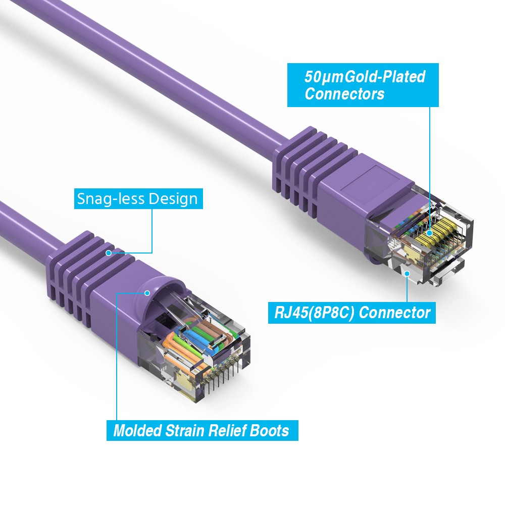 30Ft CAT6 UTP Ethernet Network Booted Cable Purple