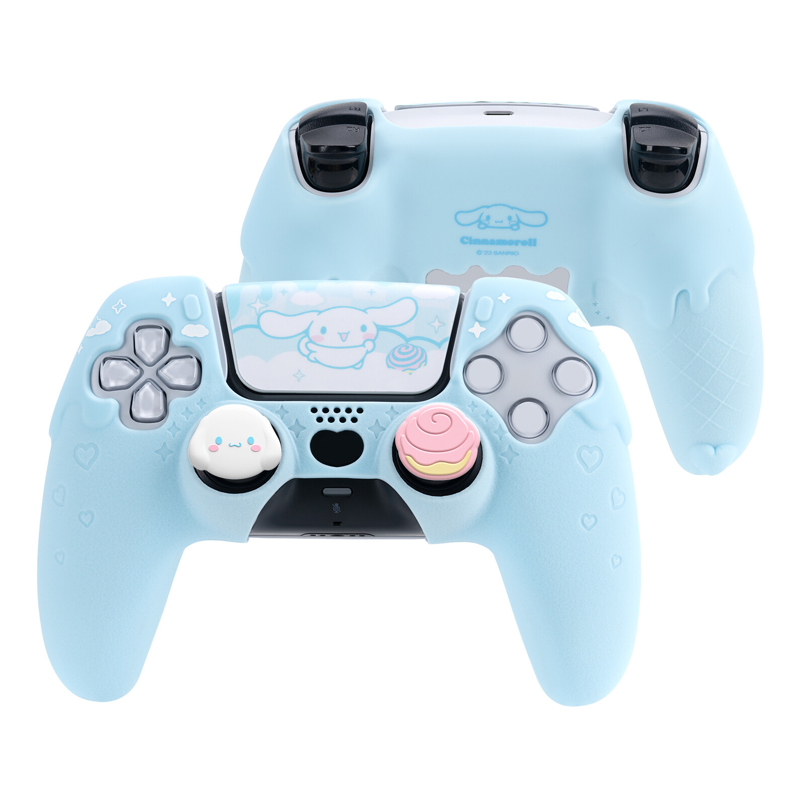 Silicone Case for PS5 Controller Skin + 2 Thumb Grips + Sticker Cinn 3-in-1 Kits