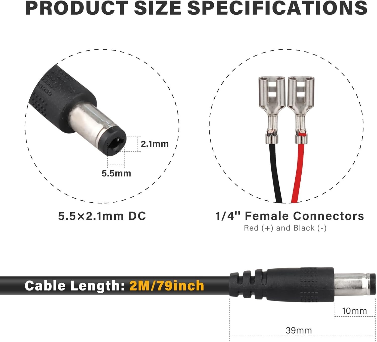 Trail Camera Power Cord 5.5x2.1mm DC External Cable for Spypoint, Moultrie