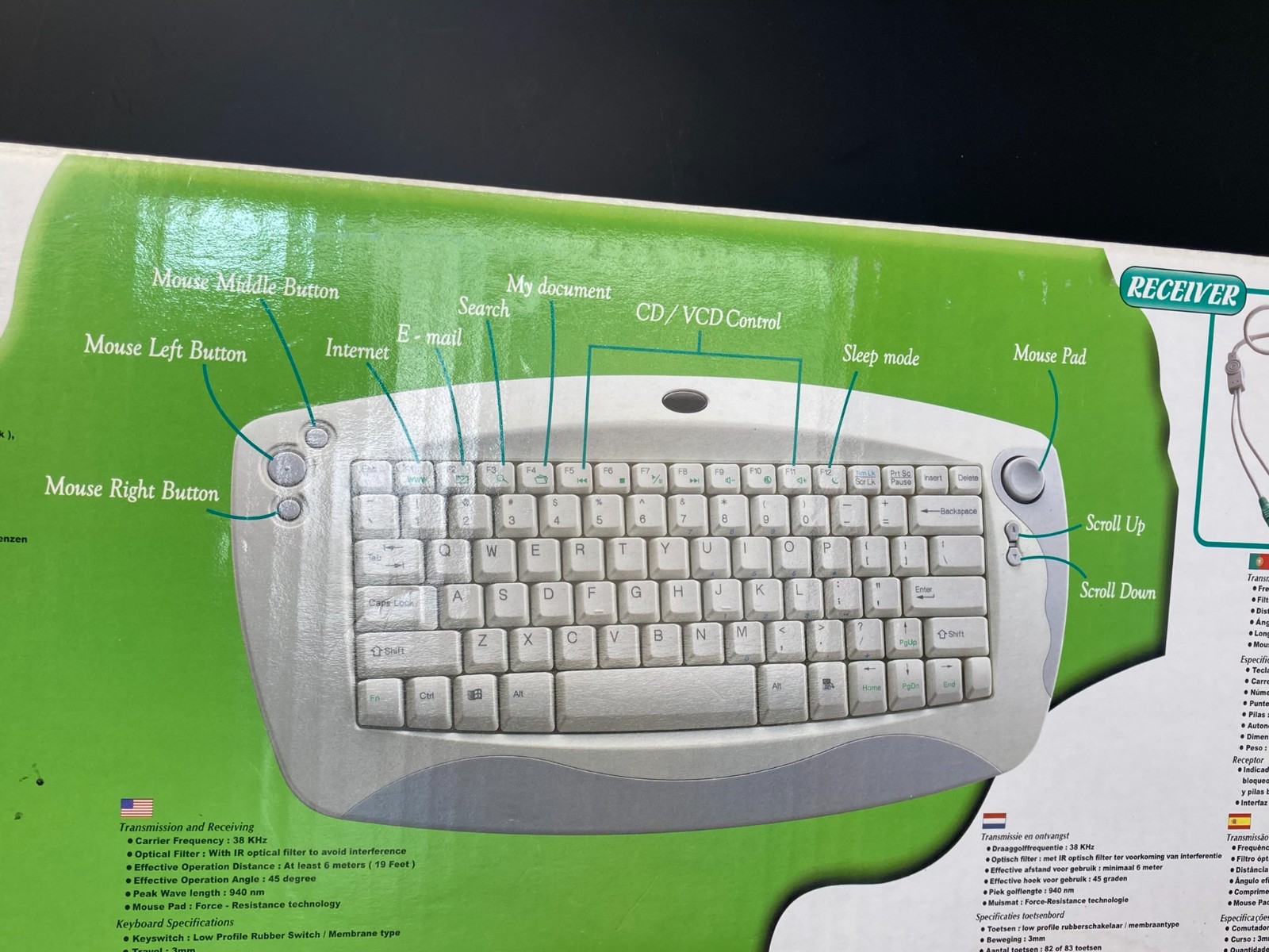 Chicony Electronics Keyboard KB-0005 BEI Wireless Infra-Red Vintage Computer